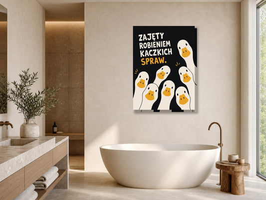 Śmieszny plakat do łazienki z kaczkami mockup 1