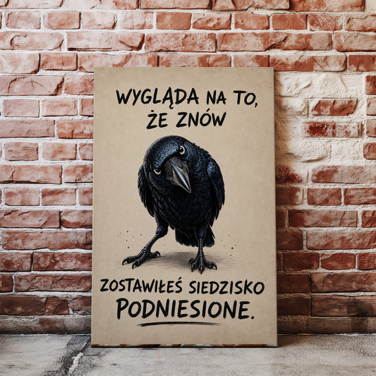 Śmieszny plakat do łazienki z krukiem | WC humor glowne