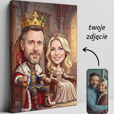 Królewska karykatura pary jako pomysł na prezent ślubny