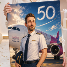 Karykatura ze zdjęcia – personalizowany prezent dla pilota WizzAir