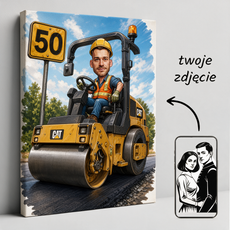 Karykatura ze zdjęcia - pomysł na prezent dla operatora walca drogowego