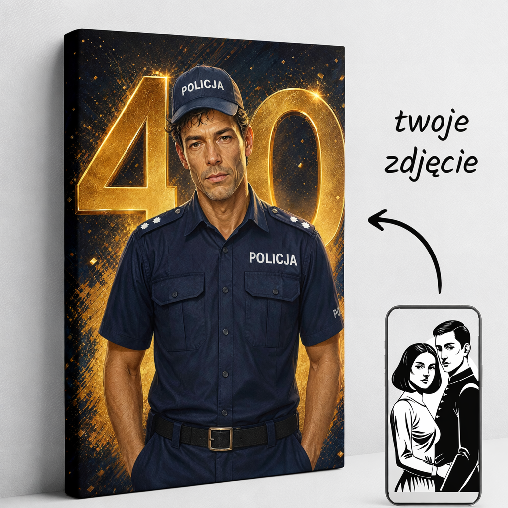 Personalizowana karykatura ze zdjęciem dla policjanta - wyjątkowy portret