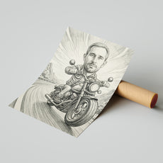 Portret rysunkowy - pomysł na prezent dla Fana motorów