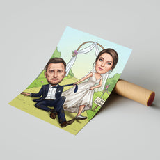 Personalizowana karykatura ślubna na prezent dla Pary Młodej mockup 1