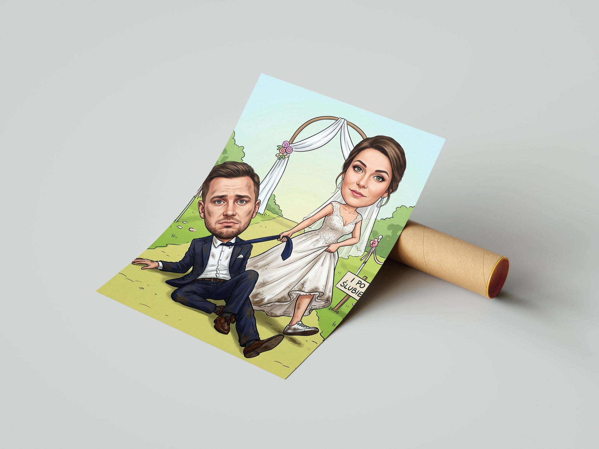 Personalizowana karykatura ślubna na prezent dla Pary Młodej mockup 1