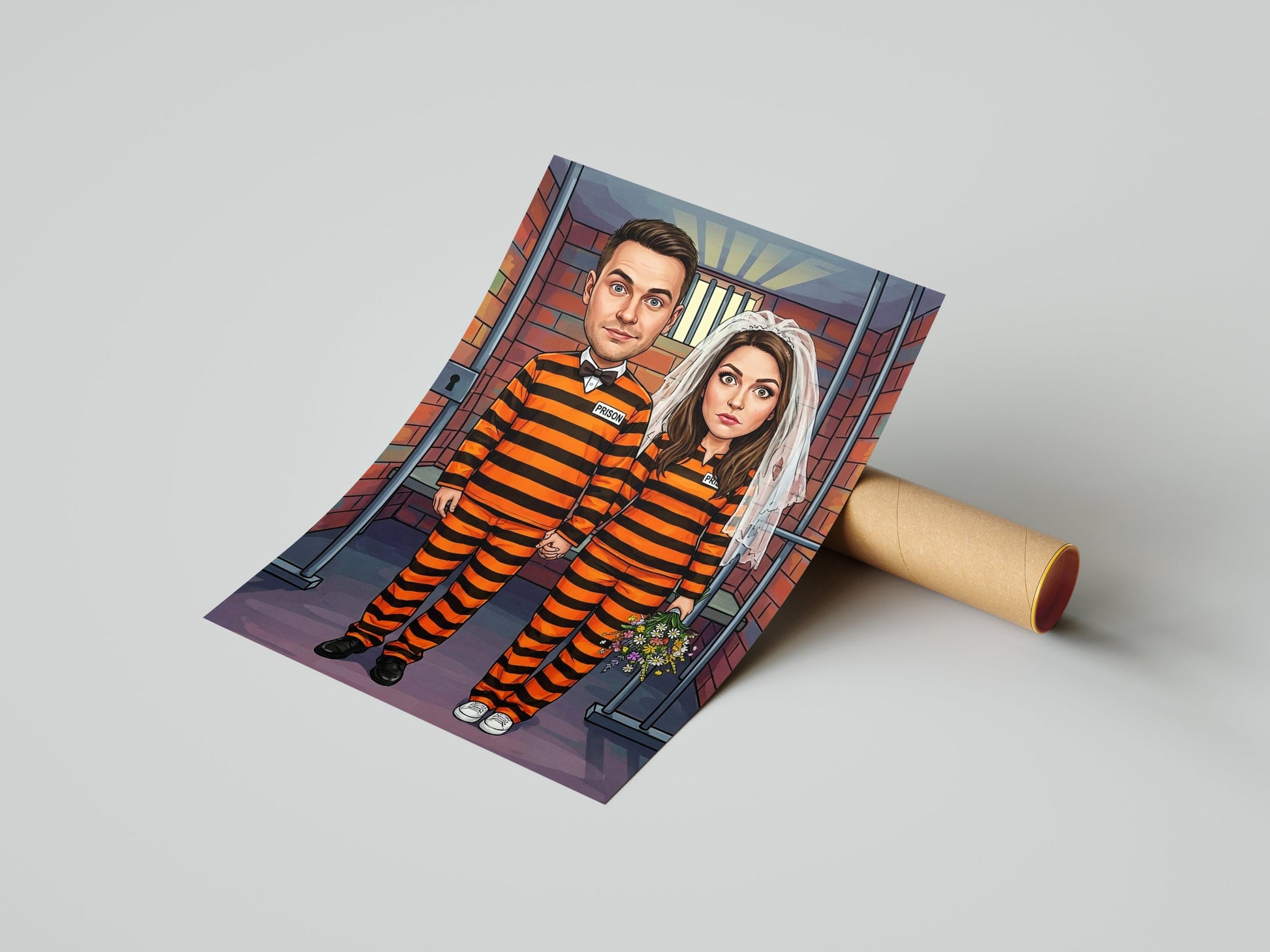 Personalizowana karykatura ślubna z własnym tekstem i grafiką mockup 1