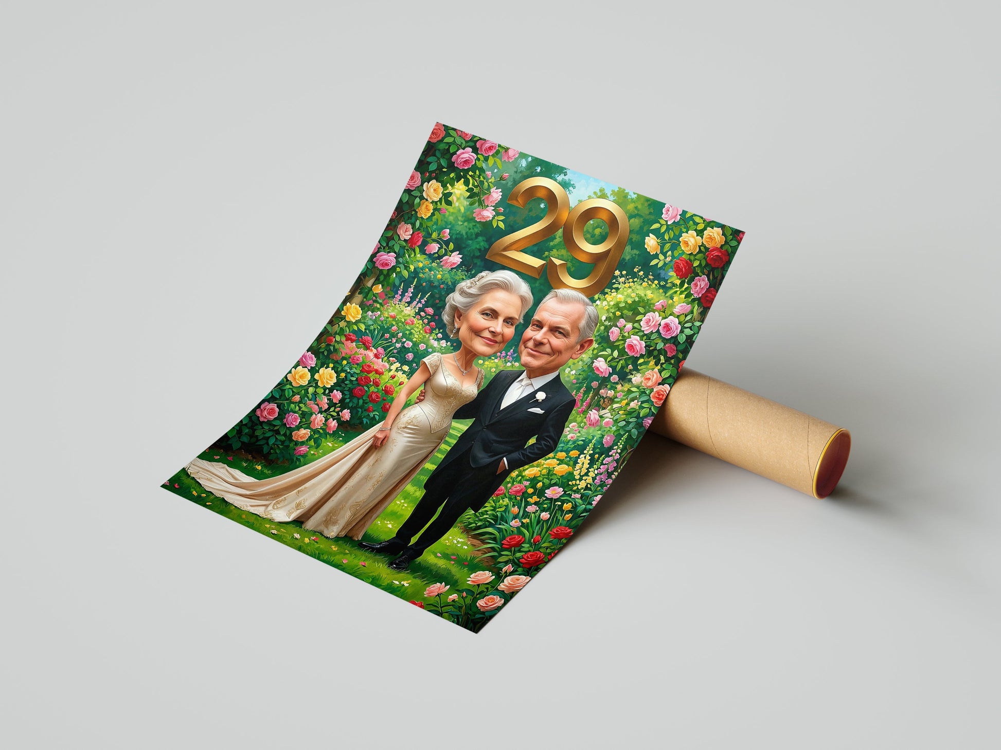 Personalizowana karykatura na rocznicę ślubu dla rodziców mockup 1
