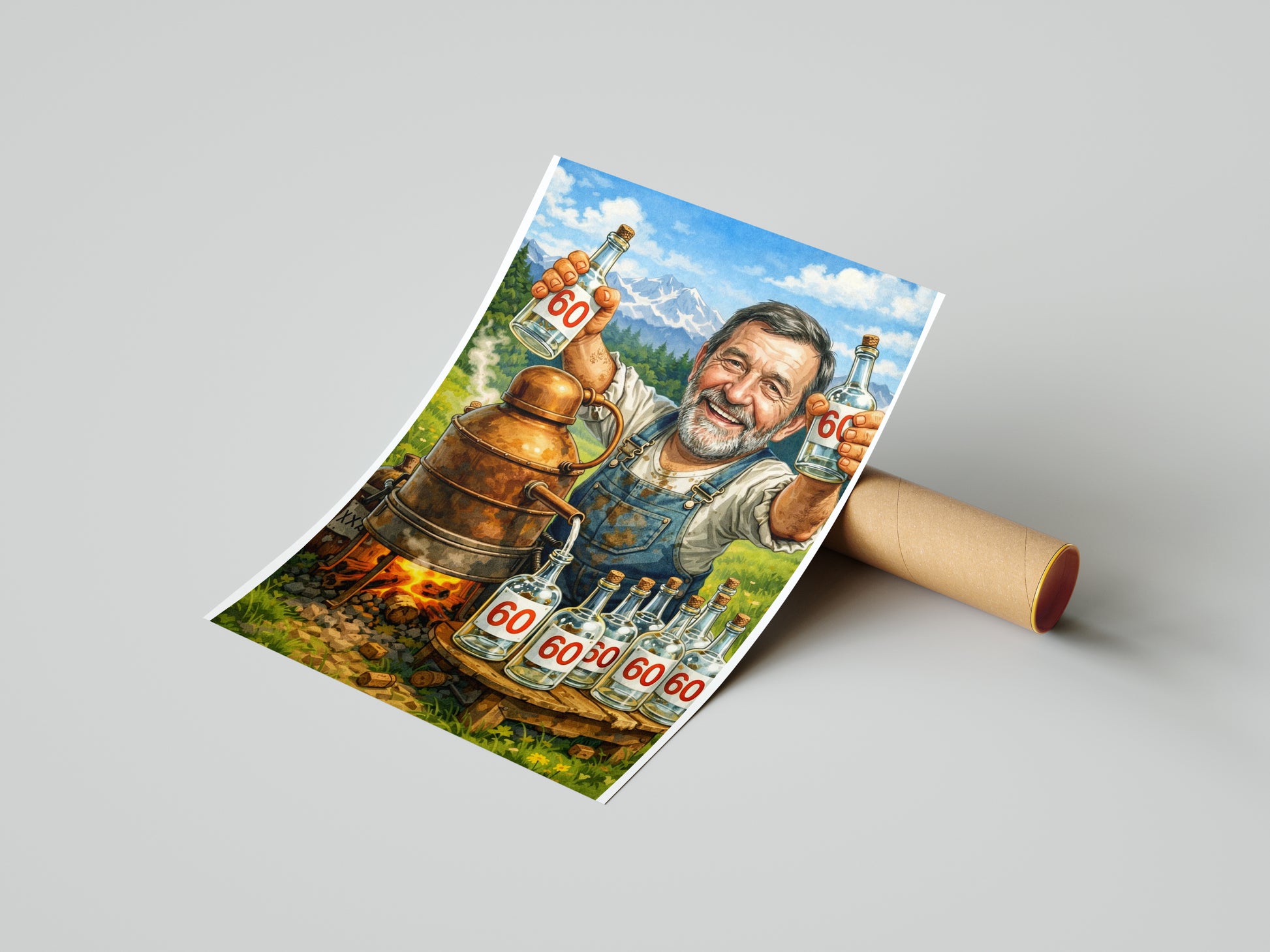 Karykatura bimbrownika - pomysł na prezent