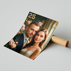 Elegancka karykatura ślubna z personalizacją dla Pary Młodej mockup 1