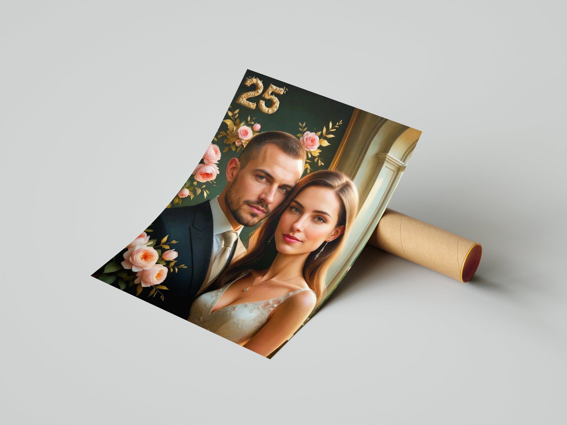 Elegancka karykatura ślubna z personalizacją dla Pary Młodej mockup 1