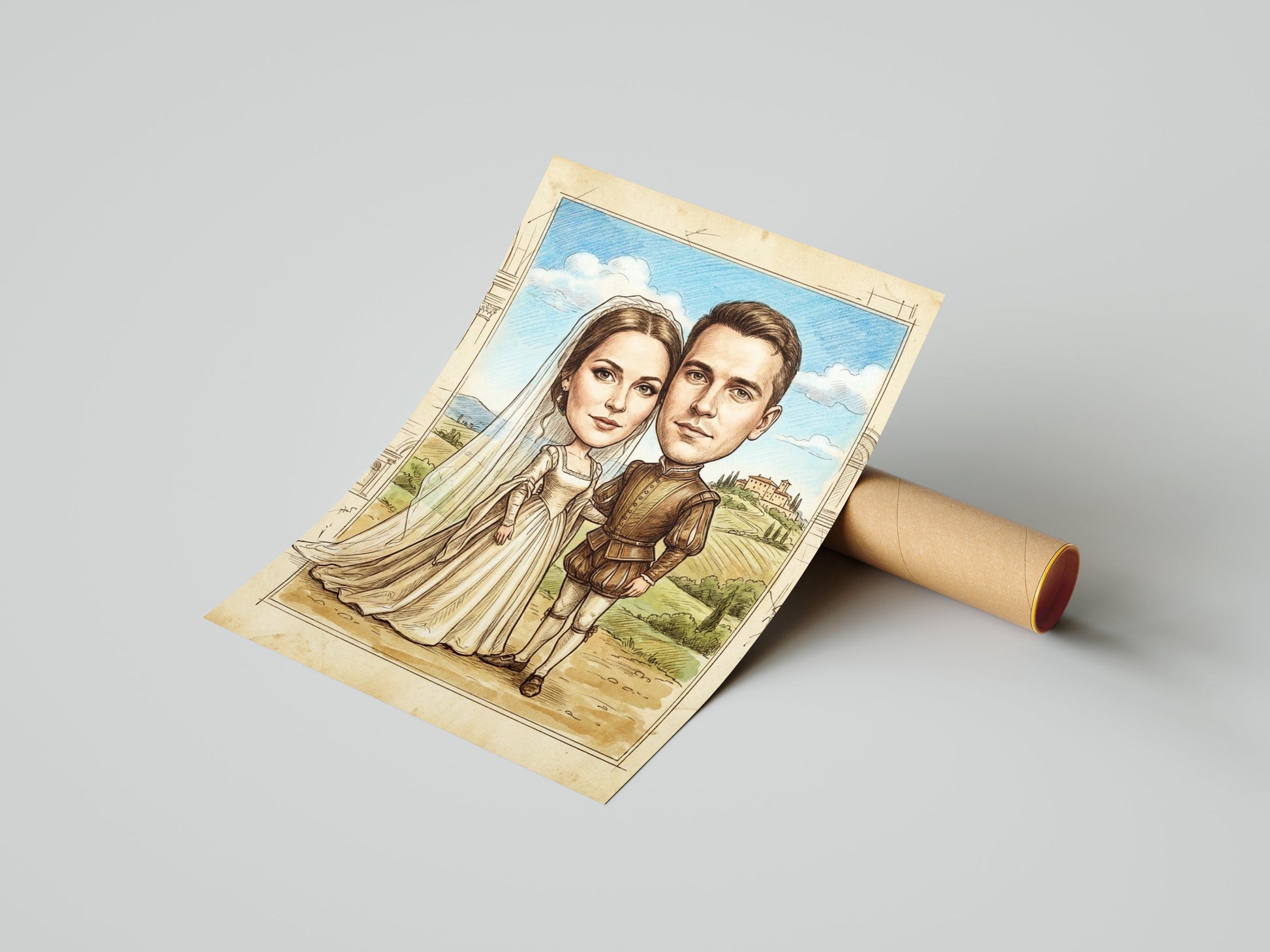 Karykatura ślubna retro personalizowany prezent dla Pary Młodej mockup 1