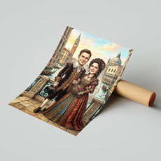 Karykatura ślubna Wenecja personalizowany prezent dla Pary Młodej mockup 1