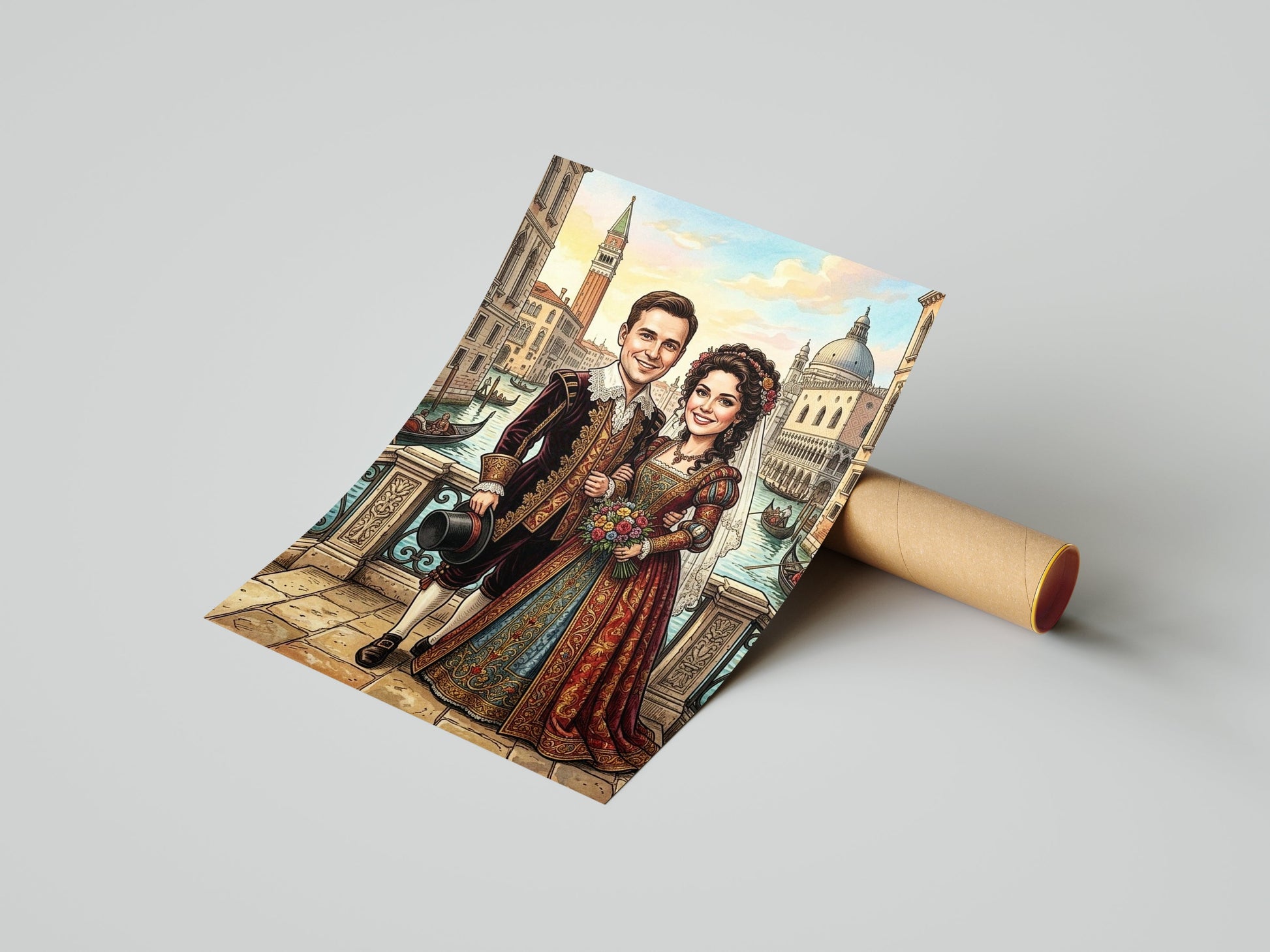 Karykatura ślubna Wenecja personalizowany prezent dla Pary Młodej mockup 1