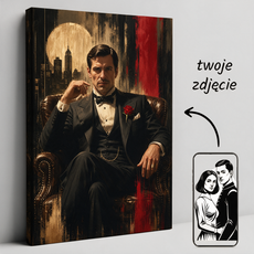 Personalizowana karykatura na płótnie z eleganckim mężczyzną w garniturze