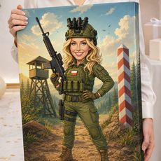 Personalizowana karykatura ze zdjęcia w stroju wojskowym - pomysł na prezent