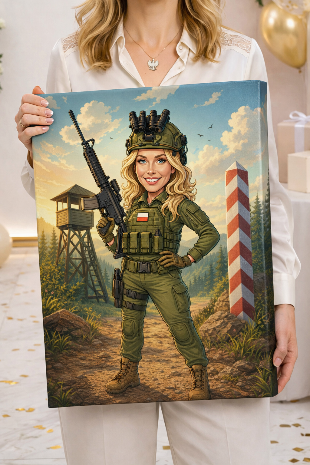 Personalizowana karykatura ze zdjęcia w stroju wojskowym - pomysł na prezent