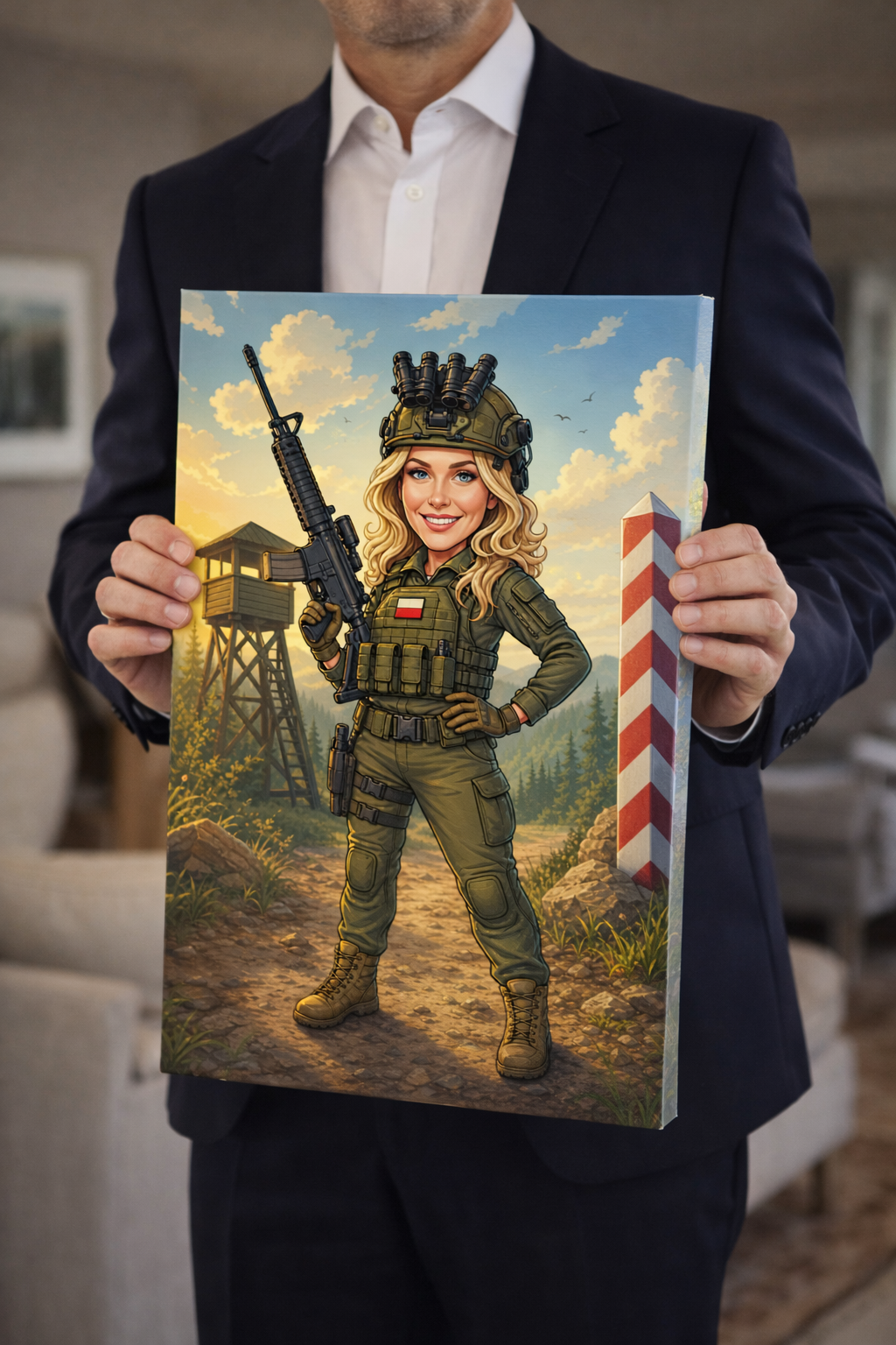 Personalizowana karykatura ze zdjęcia w stroju wojskowym - pomysł na prezent