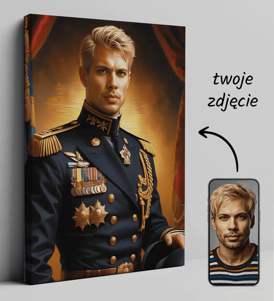 Personalizowany portret na płótnie Admirał Floty do wyjątkowych aranżacji wnętrz