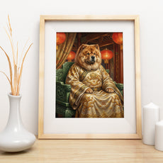 Cesarski portret psa w chińskim stroju mockup 1