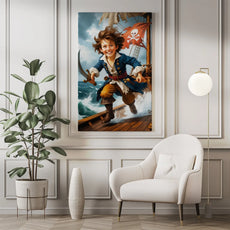 Framed painting of a pirate boy, ideal gift for a child’s birthday