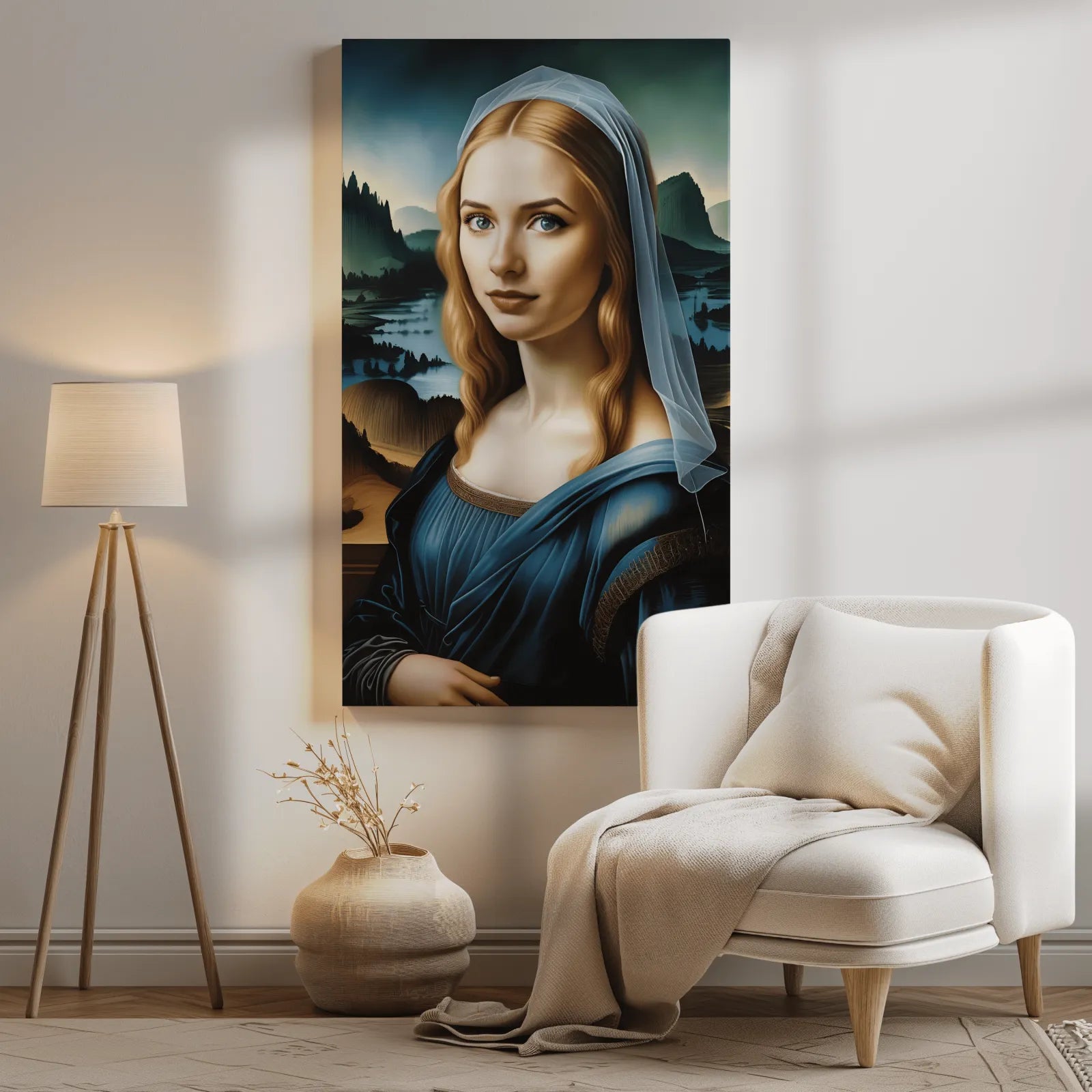 Portret inspirowany Mona Lisą w produkcie Dama w stylu da Vinci