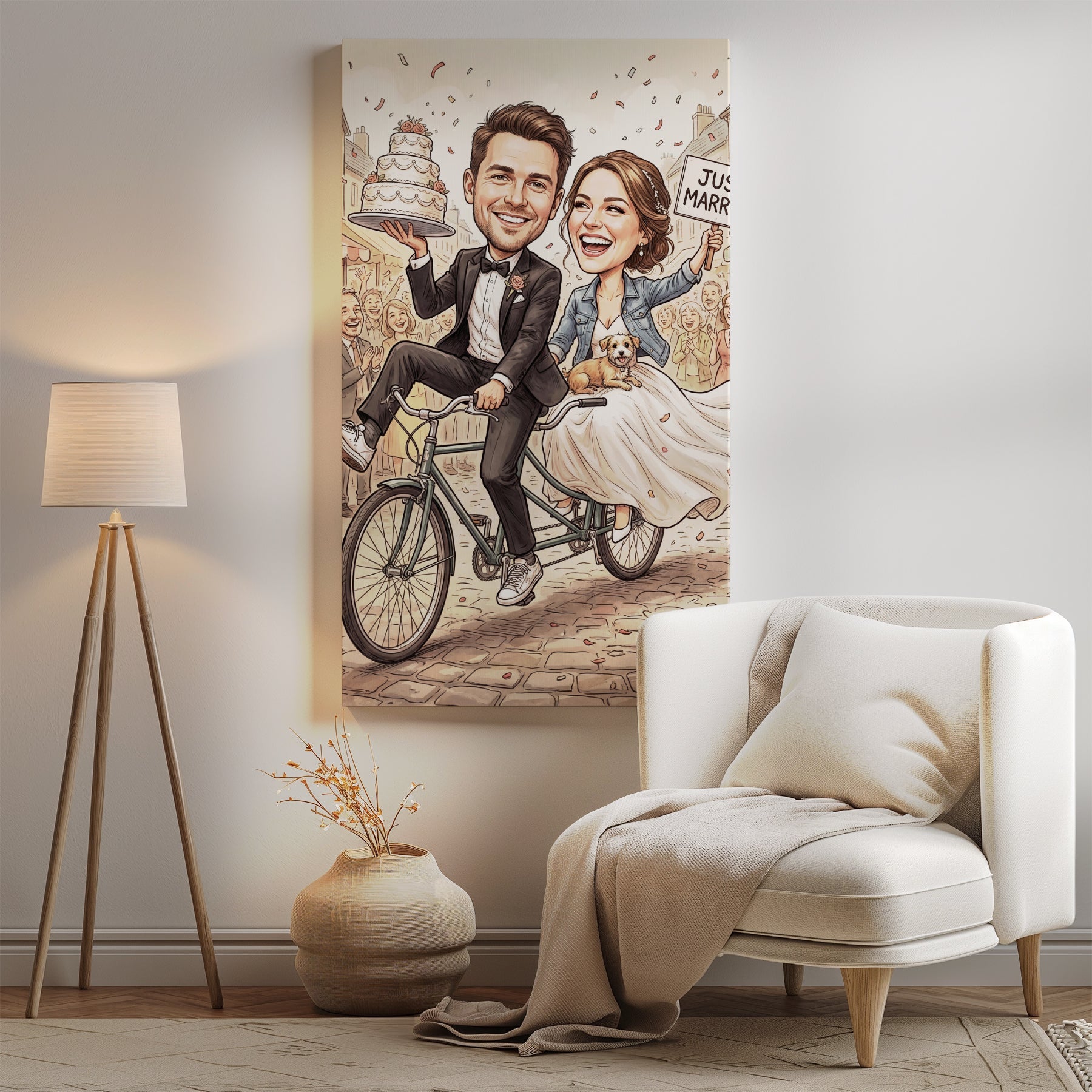 Karykatura ślubna na rowerze tandem Personalizowany prezent na ślub mockup 2