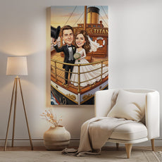 Karykatura ślubna Titanic personalizowany prezent dla Pary Młodej mockup 2
