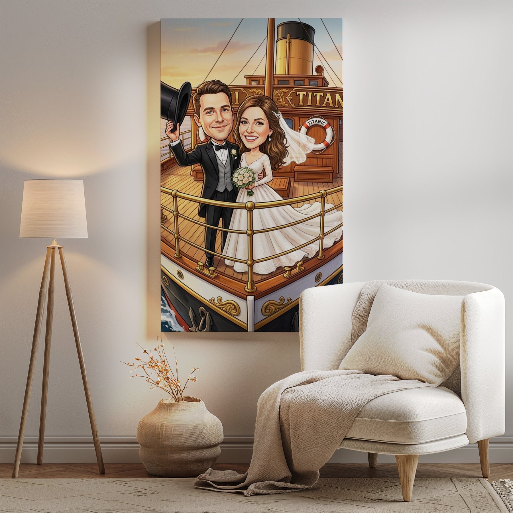 Karykatura ślubna Titanic personalizowany prezent dla Pary Młodej mockup 2