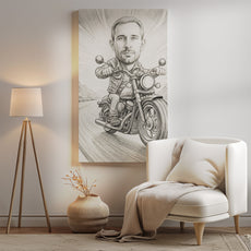 Portret rysunkowy - pomysł na prezent dla Fana motorów