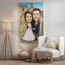 Personalizowana Karykatura Ślubna Pary Młodej przed Kościołem mockup 2