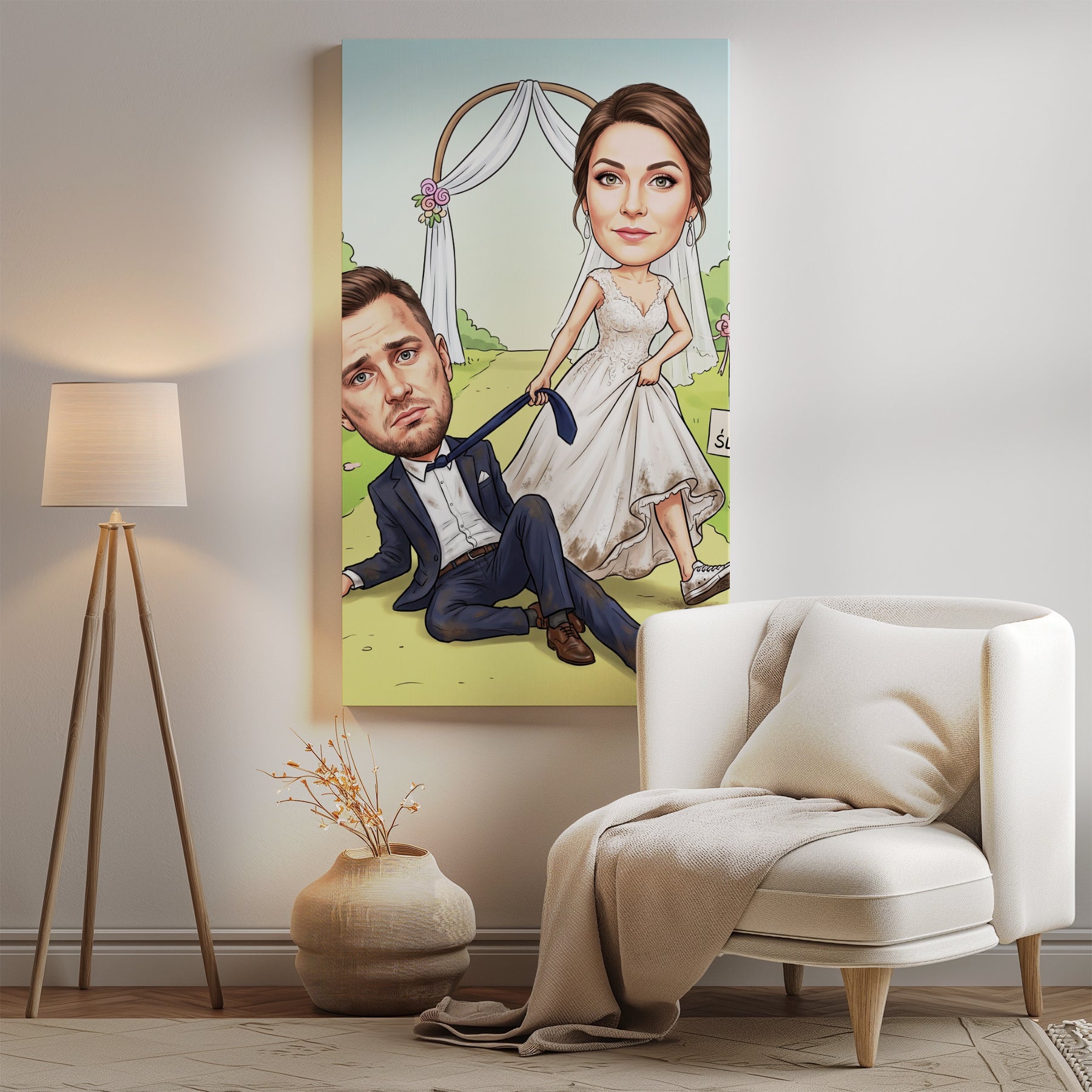 Personalizowana karykatura ślubna na prezent dla Pary Młodej mockup 2