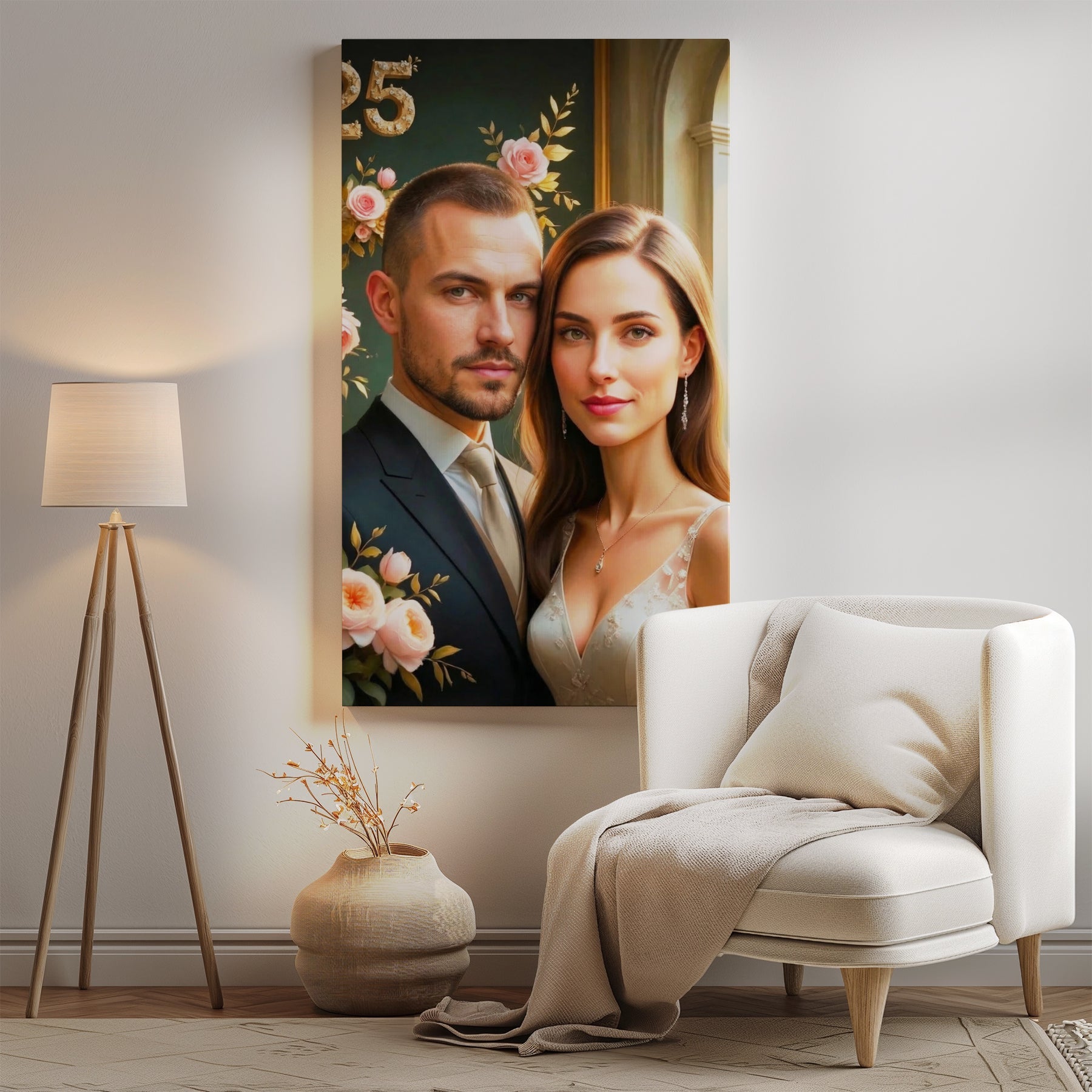 Elegancka karykatura ślubna z personalizacją dla Pary Młodej mockup 2
