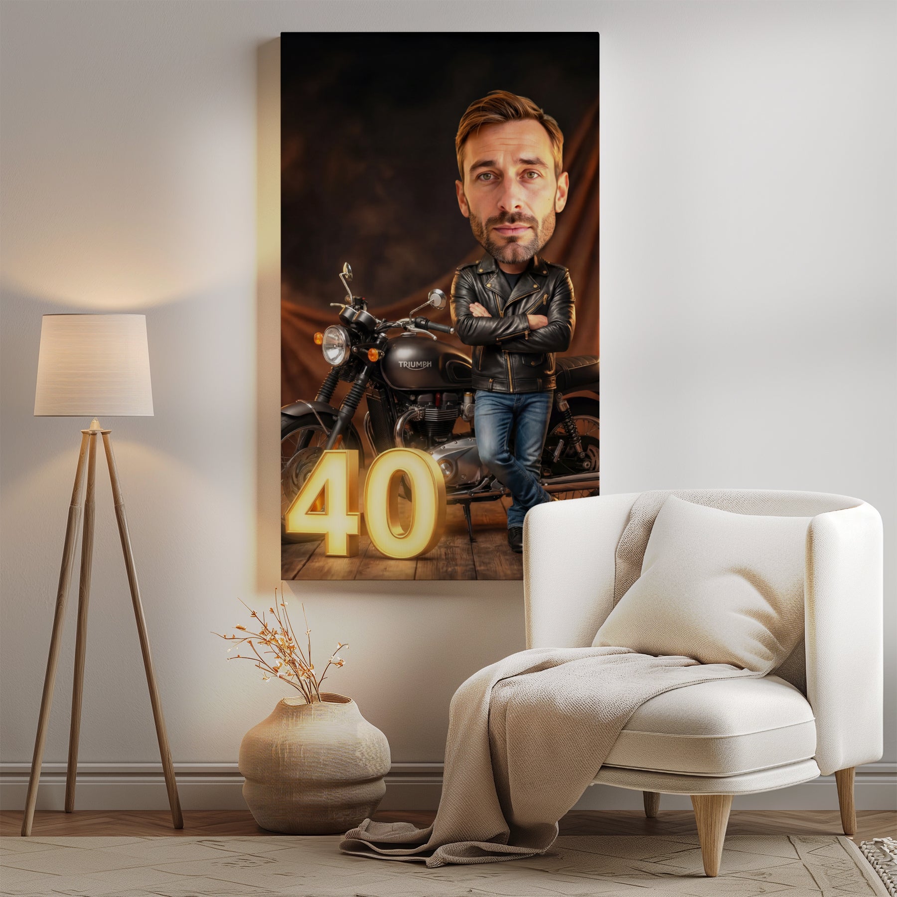 Karykatura motocyklisty ze zdjęcia