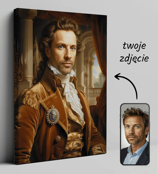 Personalizowany portret na płótnie Dworki Arystokrata w eleganckim stylu
