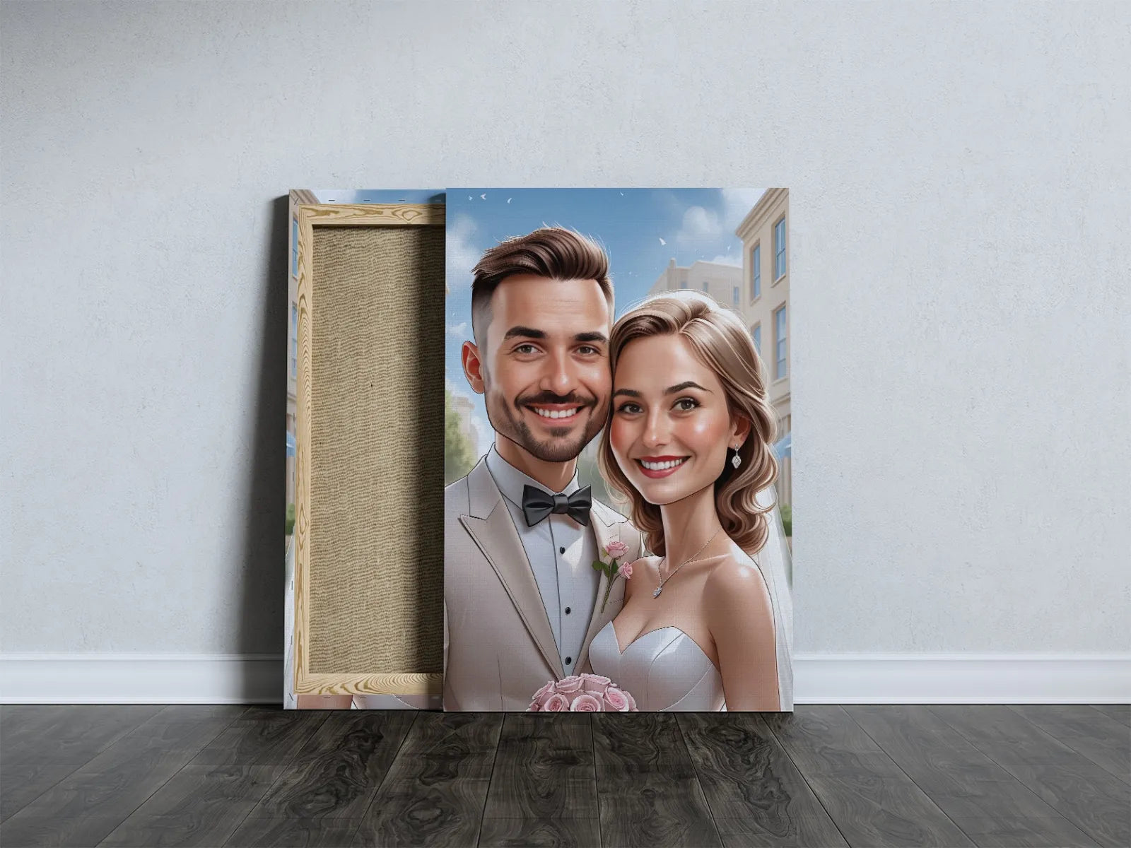 Elegancki portret Pary Młodej na płótnie idealny na prezent w dniu ślubu