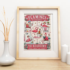 Flamingi w łazience – śmieszny plakat do łazienki mockup 2