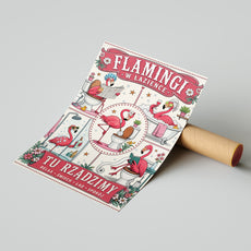 Flamingi w łazience – śmieszny plakat do łazienki mockup 3