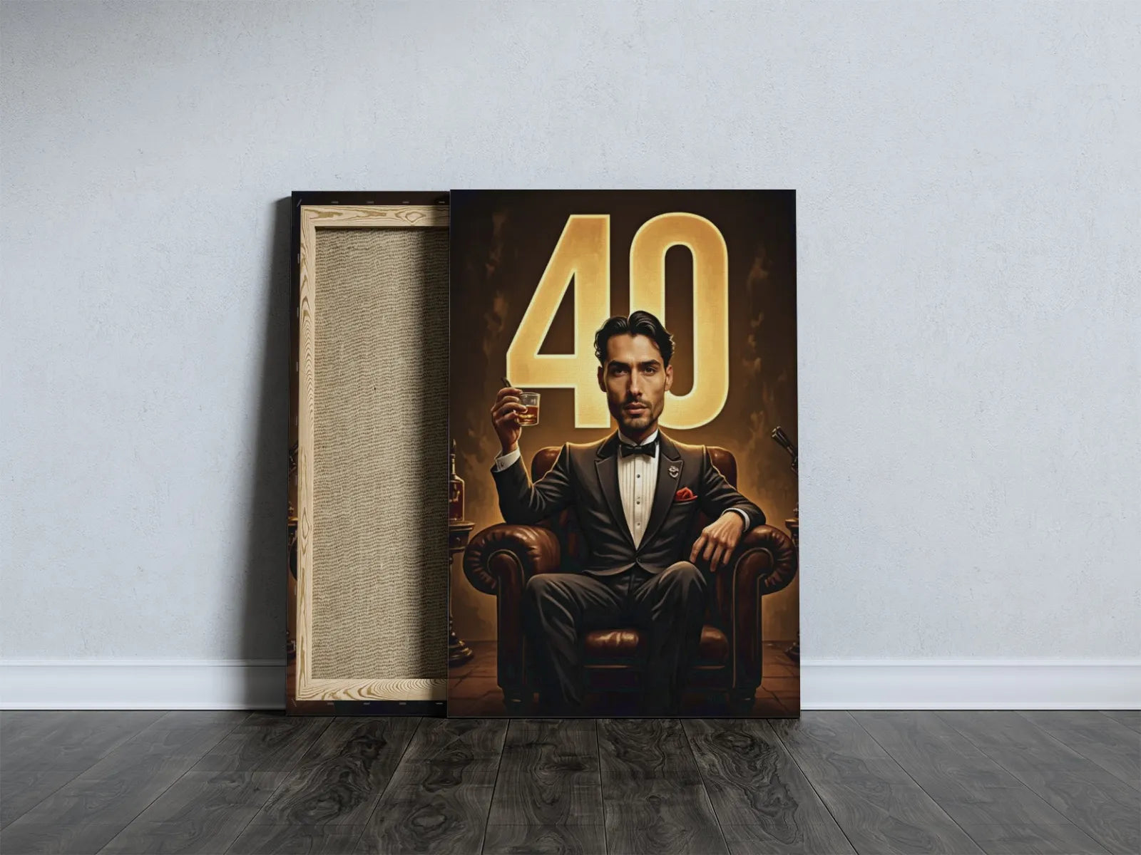 Canvas print przedstawiający mężczyznę w garniturze z numerem 40 do prezentu Ojciec Chrzestny