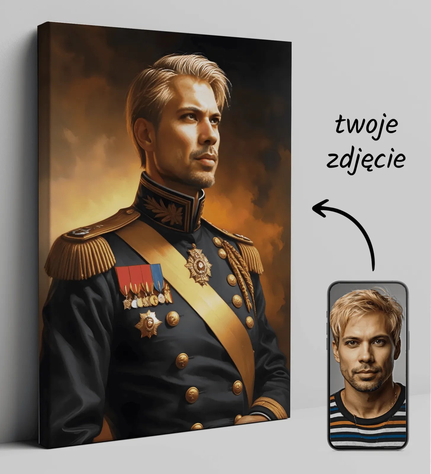 Personalizowany regalny portret na płótnie Generał Imperium