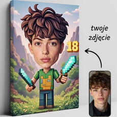 Prezent na 18 urodziny dla chłopaka – karykatura w stylu Minecraft
