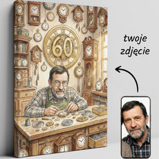 Karykatura zegarmistrza z dowolną cyfrą - pomysł na prezent