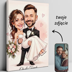 Karykatura pary pomysł prezent na ślub i wesele