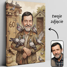 Karykatura hodowcy gołębi - pomysł na prezent