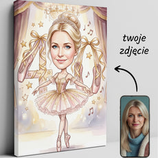 Karykatura balerina na 40 urodziny - personalizowany prezent ze glowne