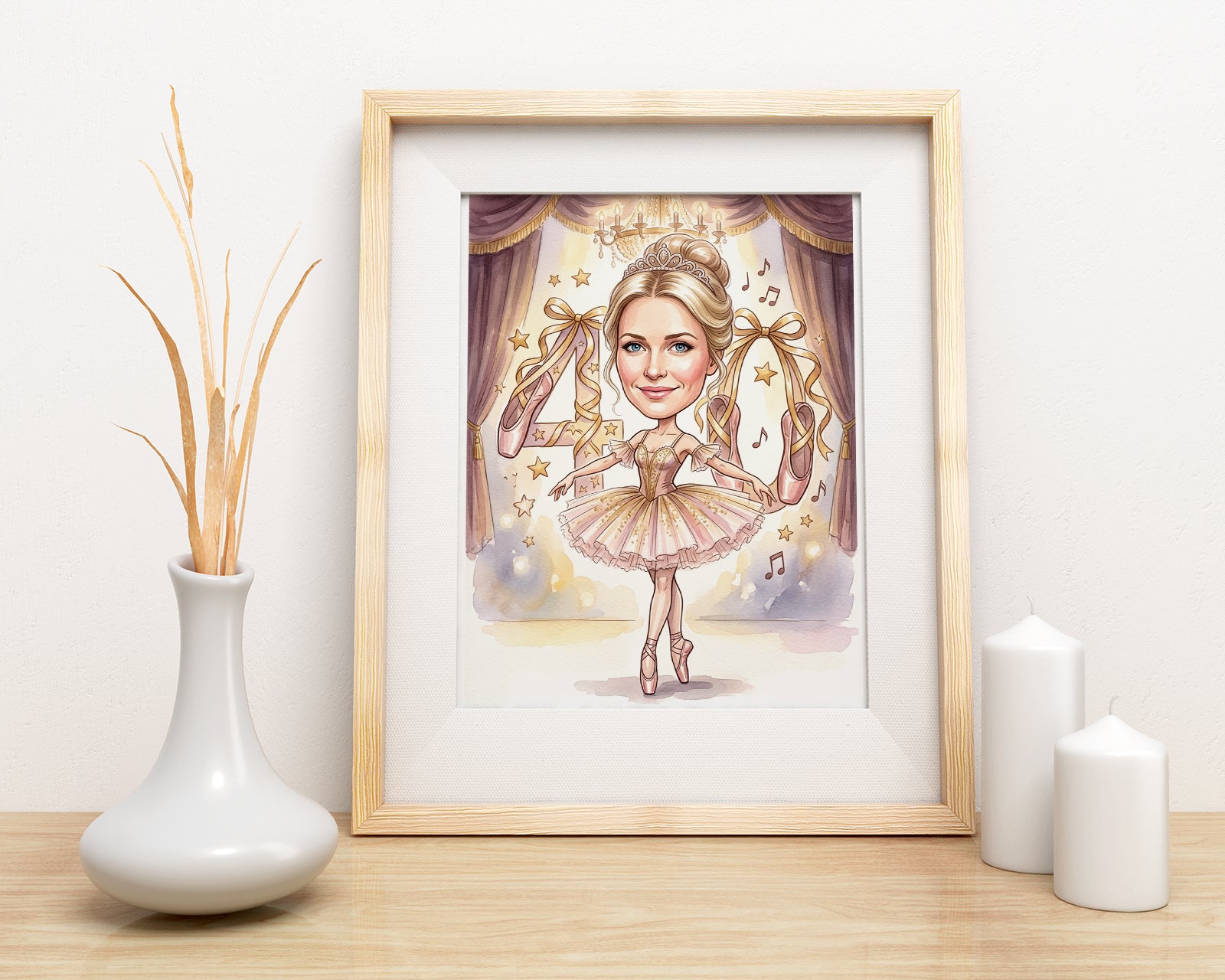 Karykatura balerina na 40 urodziny - personalizowany prezent ze mockup 3