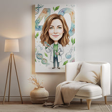 Karykatura personalizowana biotechnolożki na 40 urodziny mockup 2