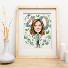 Karykatura personalizowana biotechnolożki na 40 urodziny mockup 3