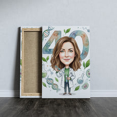 Karykatura personalizowana biotechnolożki na 40 urodziny mockup 5
