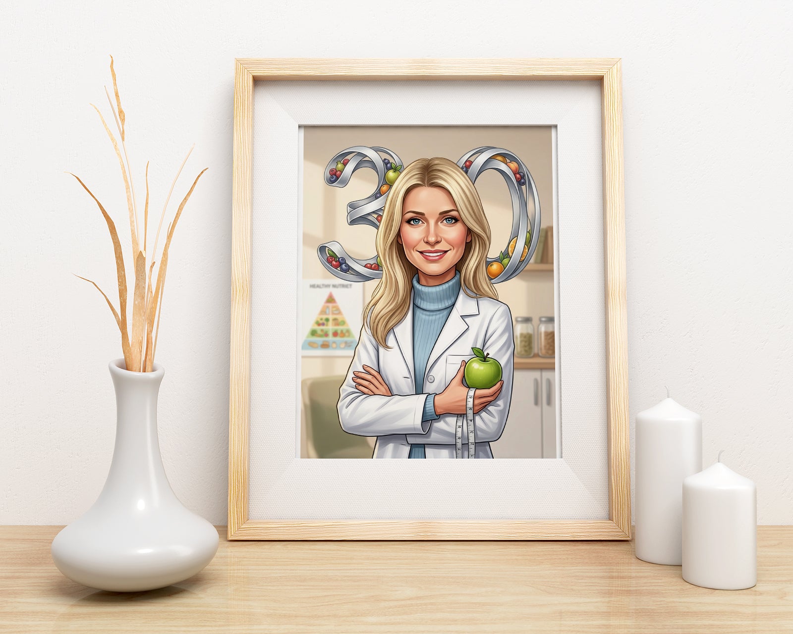 Karykatura dietetyczka na 30 Urodziny - Personalizowany Prezent mockup 3