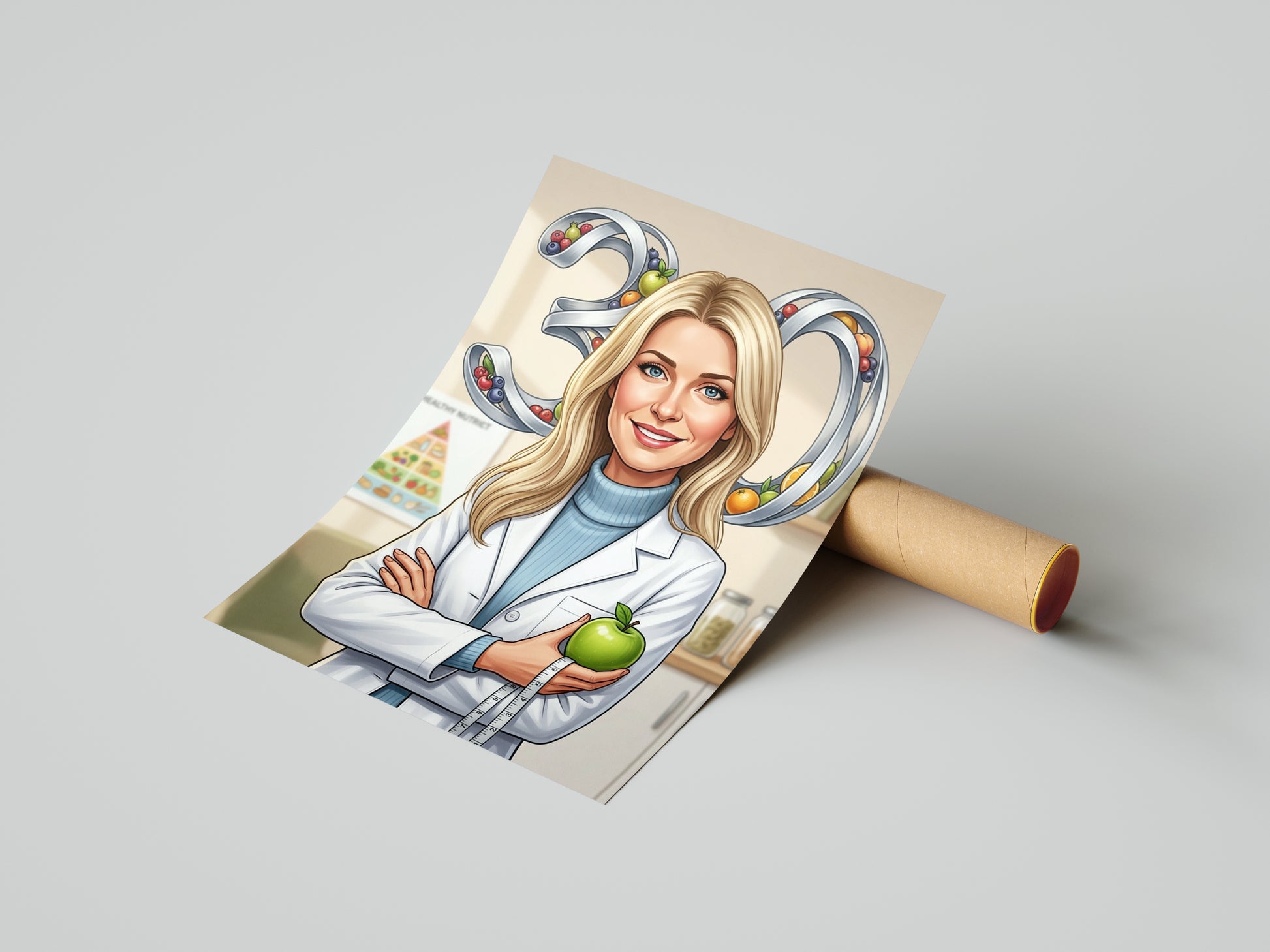 Karykatura dietetyczka na 30 Urodziny - Personalizowany Prezent mockup 4